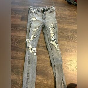 AE Gray ripped skinny jeans